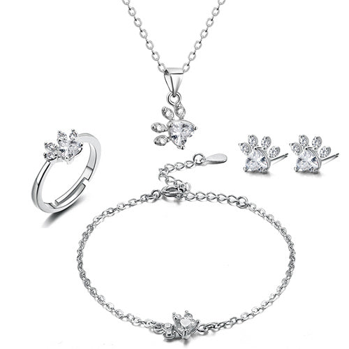 Tender Paws & Hearts | Rose Gold Four-Piece | Paw Jewelry