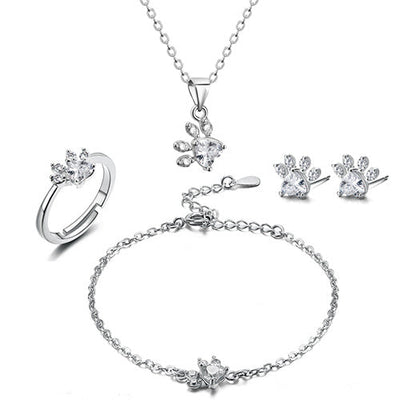 Tender Paws & Hearts | Rose Gold Four-Piece | Paw Jewelry