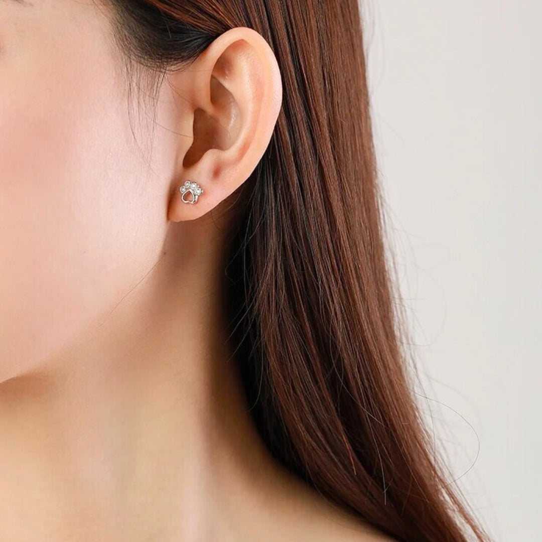 Gentle Steps | Paw-Motif Sterling Silver | Sparkle Zirconia Accents