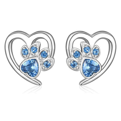 CrystalPaw | Forever in My Heart | Sterling Silver Paw Heart Memorial Earrings