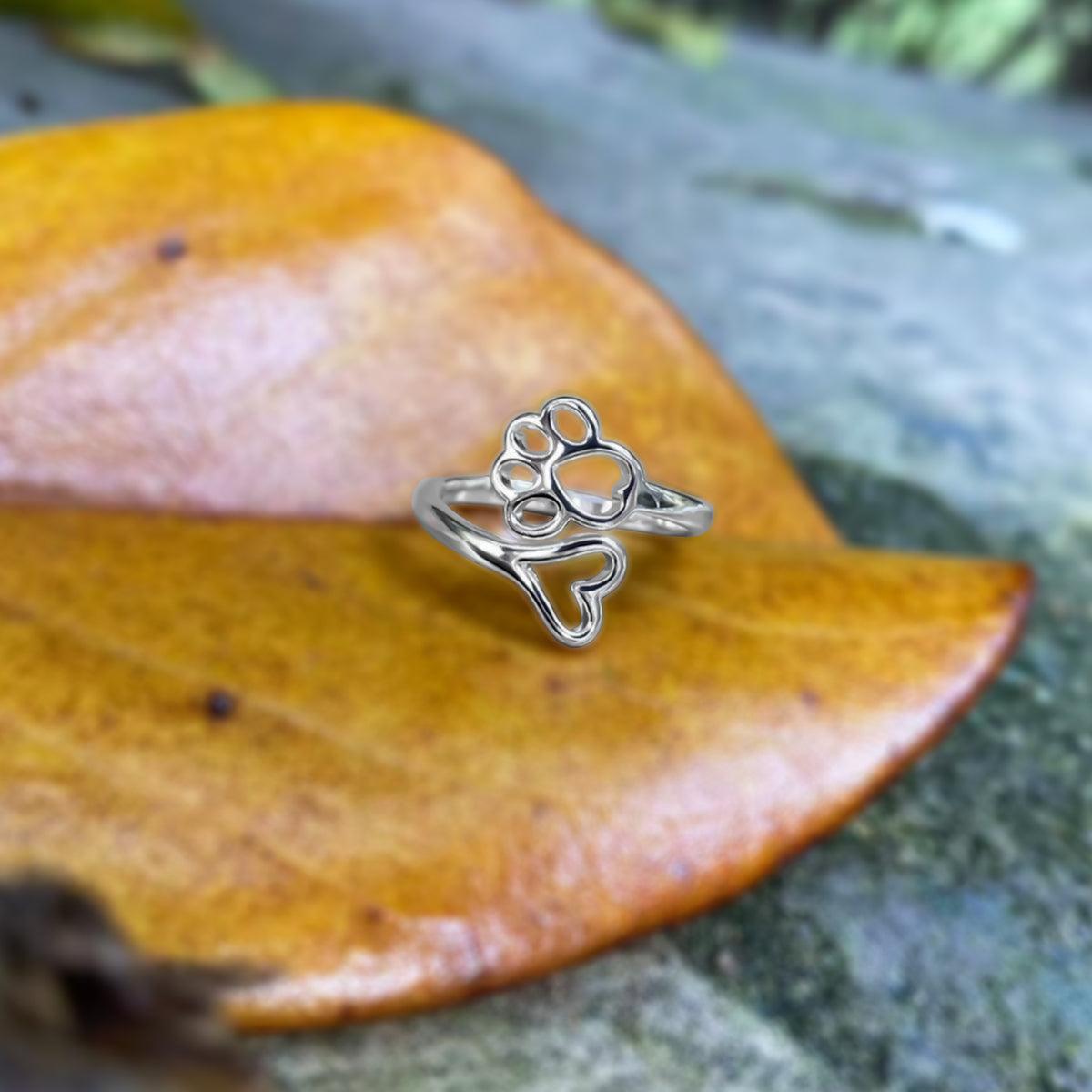 Amora | Paw Print Promise | Sterling Silver Ring