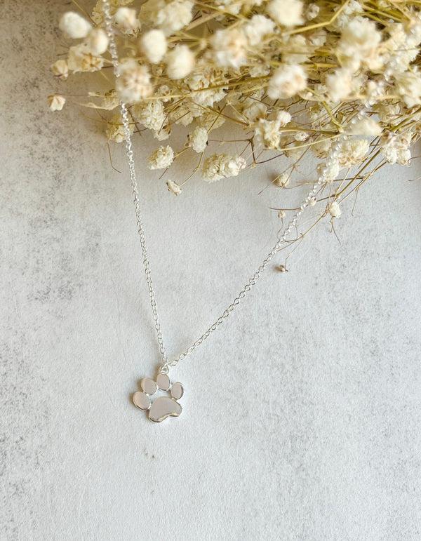 EternaPaw | Forever in My Heart | Sterling Silver Paw Print Memory Necklace