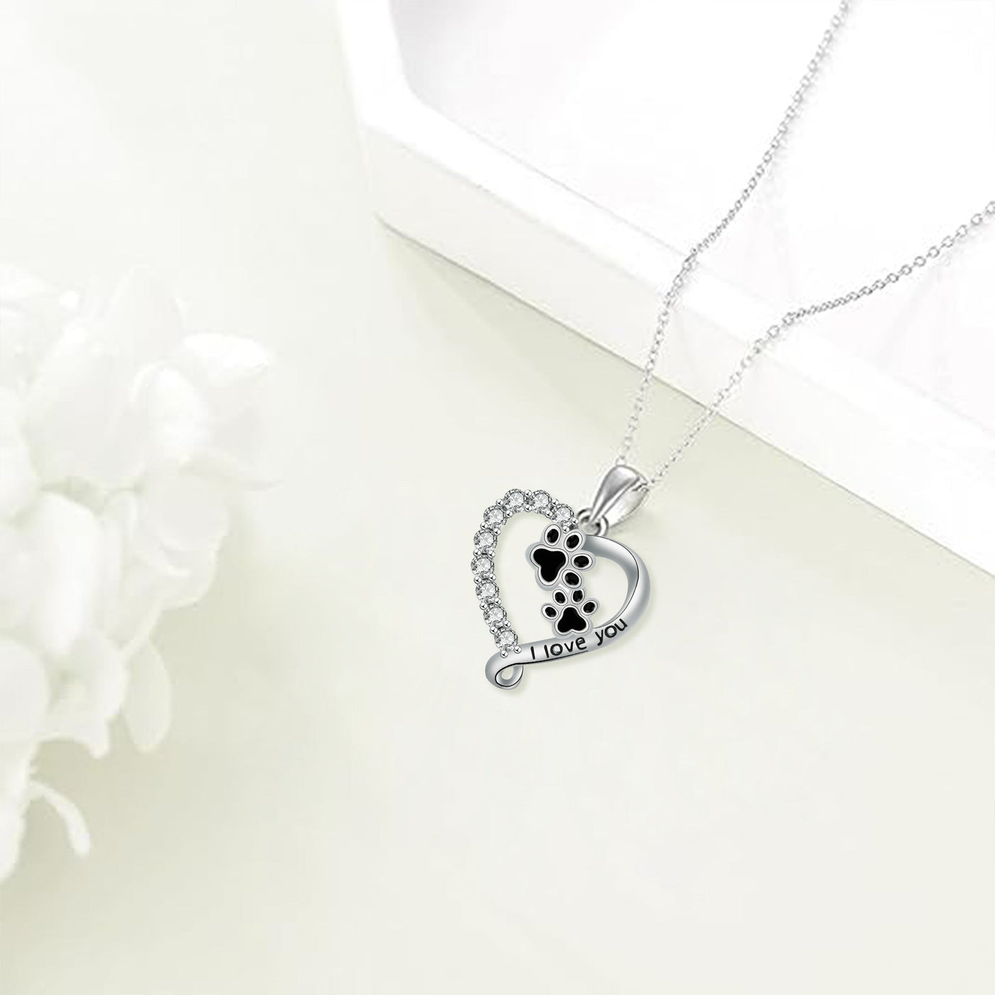 Amoria | Paw Heart Harmony | Sterling Silver Necklace