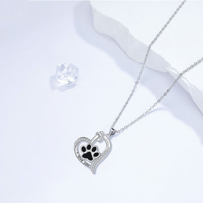 HaloPaw | Heart Dog Paw with Zirconia Gemstone | Necklace