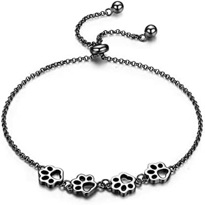 PawLuxe | Silver Serenity | Adjustable Paw Print Bracelet