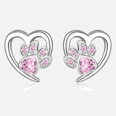 CrystalPaw | Forever in My Heart | Sterling Silver Paw Heart Memorial Earrings