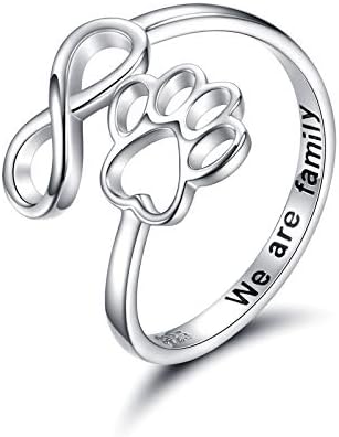 PawVita | Infinite Love | Sterling Silver Paw Print Heart Ring
