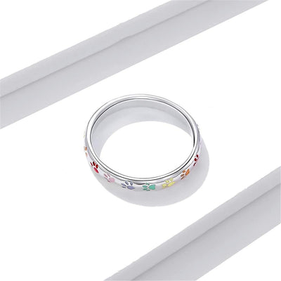 MemoriPaw | Eternal Love | Sterling Silver Paw Print Memory Ring