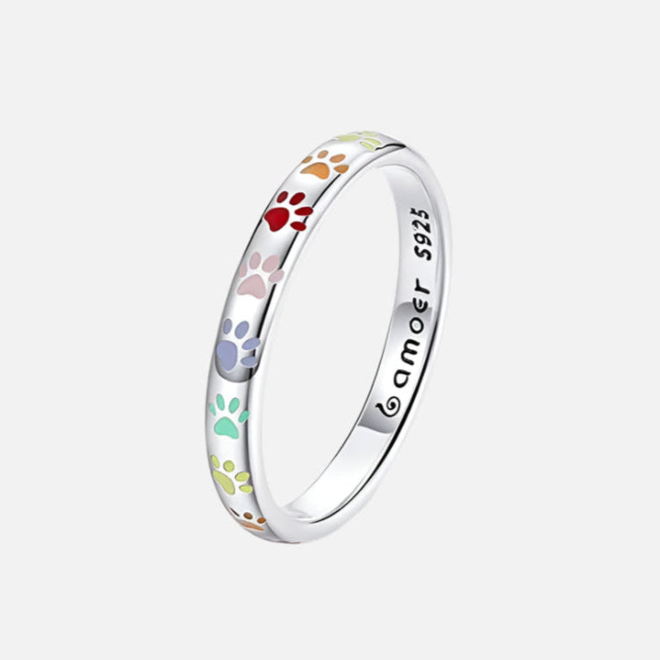 MemoriPaw | Eternal Love | Sterling Silver Paw Print Memory Ring