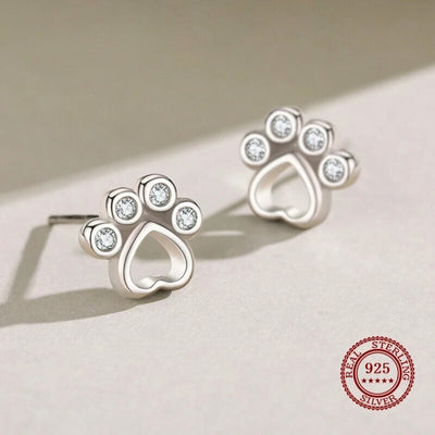 Gentle Steps | Paw-Motif Sterling Silver | Sparkle Zirconia Accents