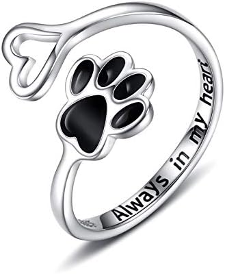 PawVita | Infinite Love | Sterling Silver Paw Print Heart Ring