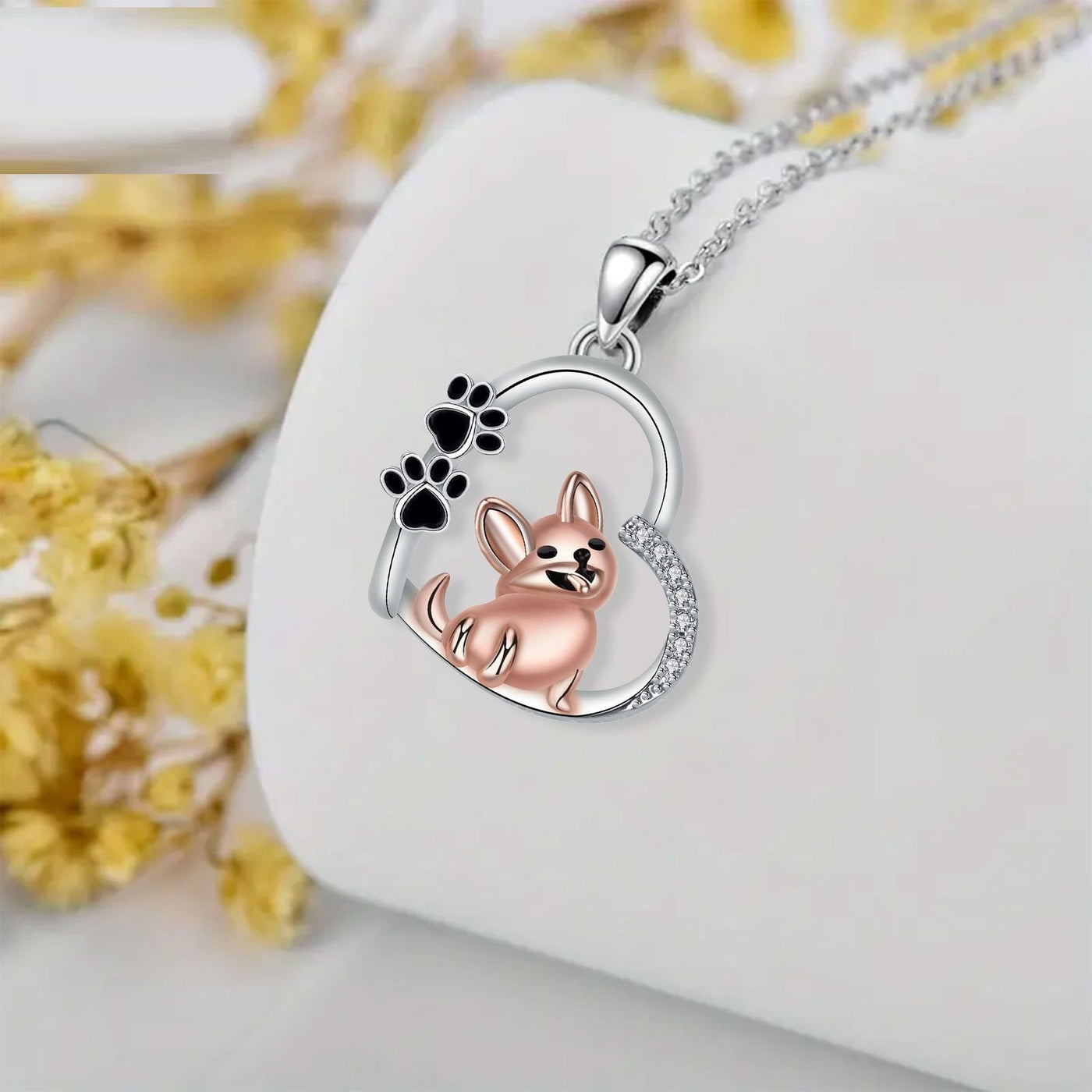 PetalPaw | Dog & Heart | Pendant Necklace
