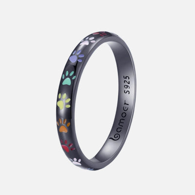 MemoriPaw | Eternal Love | Sterling Silver Paw Print Memory Ring