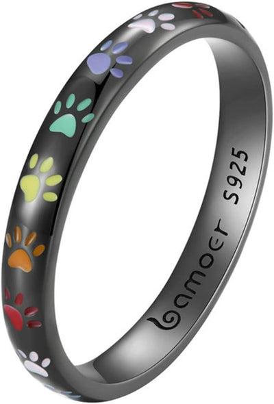 MemoriPaw | Eternal Love | Sterling Silver Paw Print Memory Ring