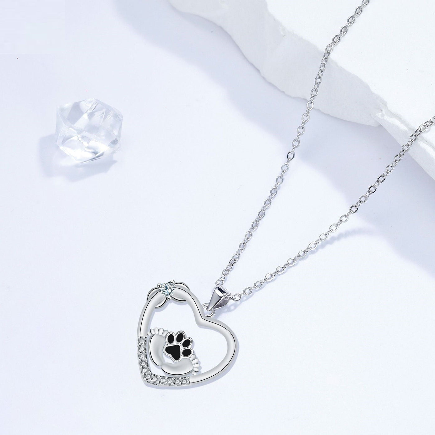 TailAura | Forever Steps | Little Feet Dog Paw Print Necklace