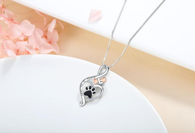 PawAmor | Always in My Heart | Sterling Silver Paw & Bone Pendant Necklace