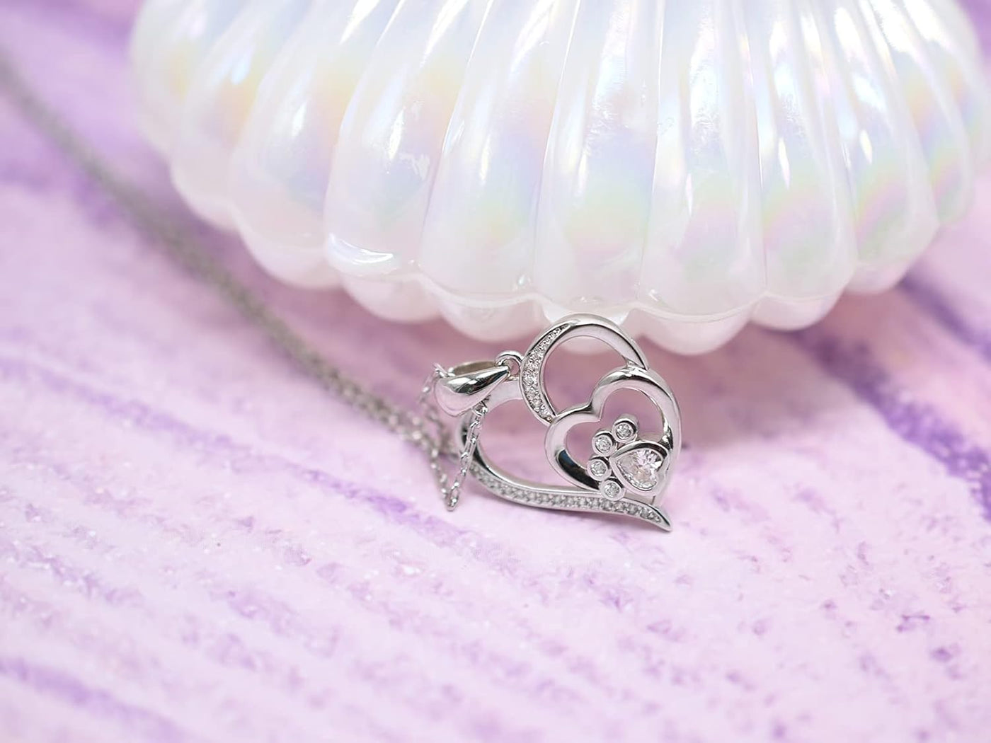 PawVerra | Endless Love | Sterling Silver Paw Print Heart Necklace