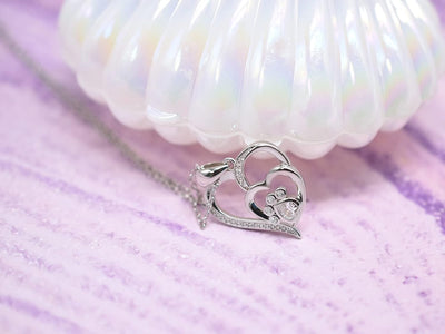 PawVerra | Endless Love | Sterling Silver Paw Print Heart Necklace