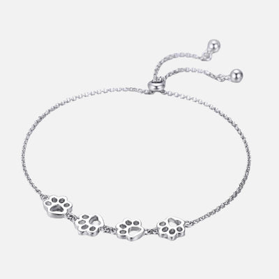 PawLuxe | Silver Serenity | Adjustable Paw Print Bracelet