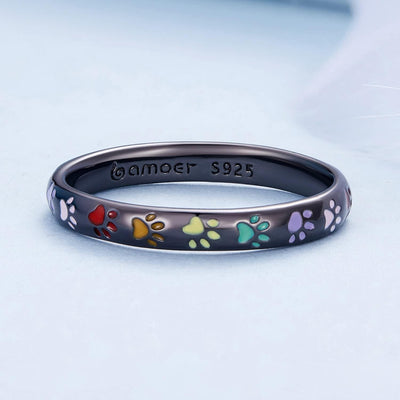 MemoriPaw | Eternal Love | Sterling Silver Paw Print Memory Ring