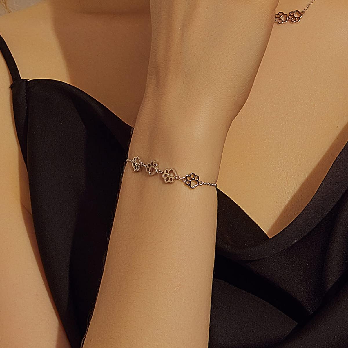 PawLuxe | Silver Serenity | Adjustable Paw Print Bracelet