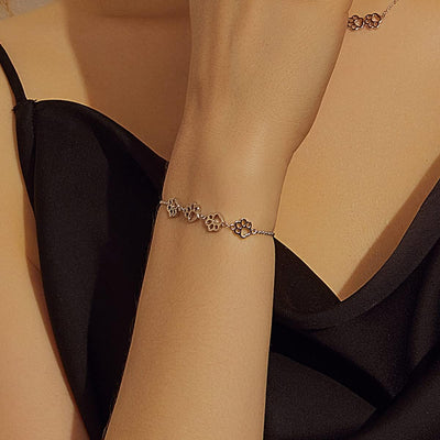 PawLuxe | Silver Serenity | Adjustable Paw Print Bracelet
