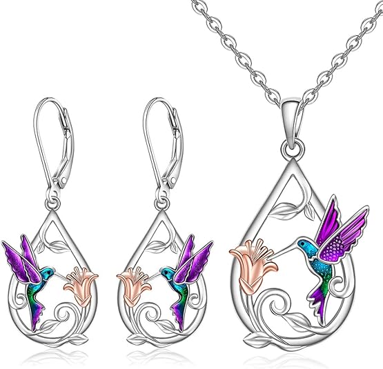 WhisperWing | Enchanted Hummingbird | Necklace & Earrings Set