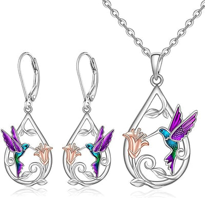 WhisperWing | Enchanted Hummingbird | Necklace & Earrings Set