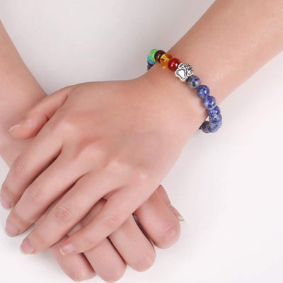 Eternal Pawprint | Rainbow-Bridge Memorial Bracelet | 7-Chakra Healing Beads