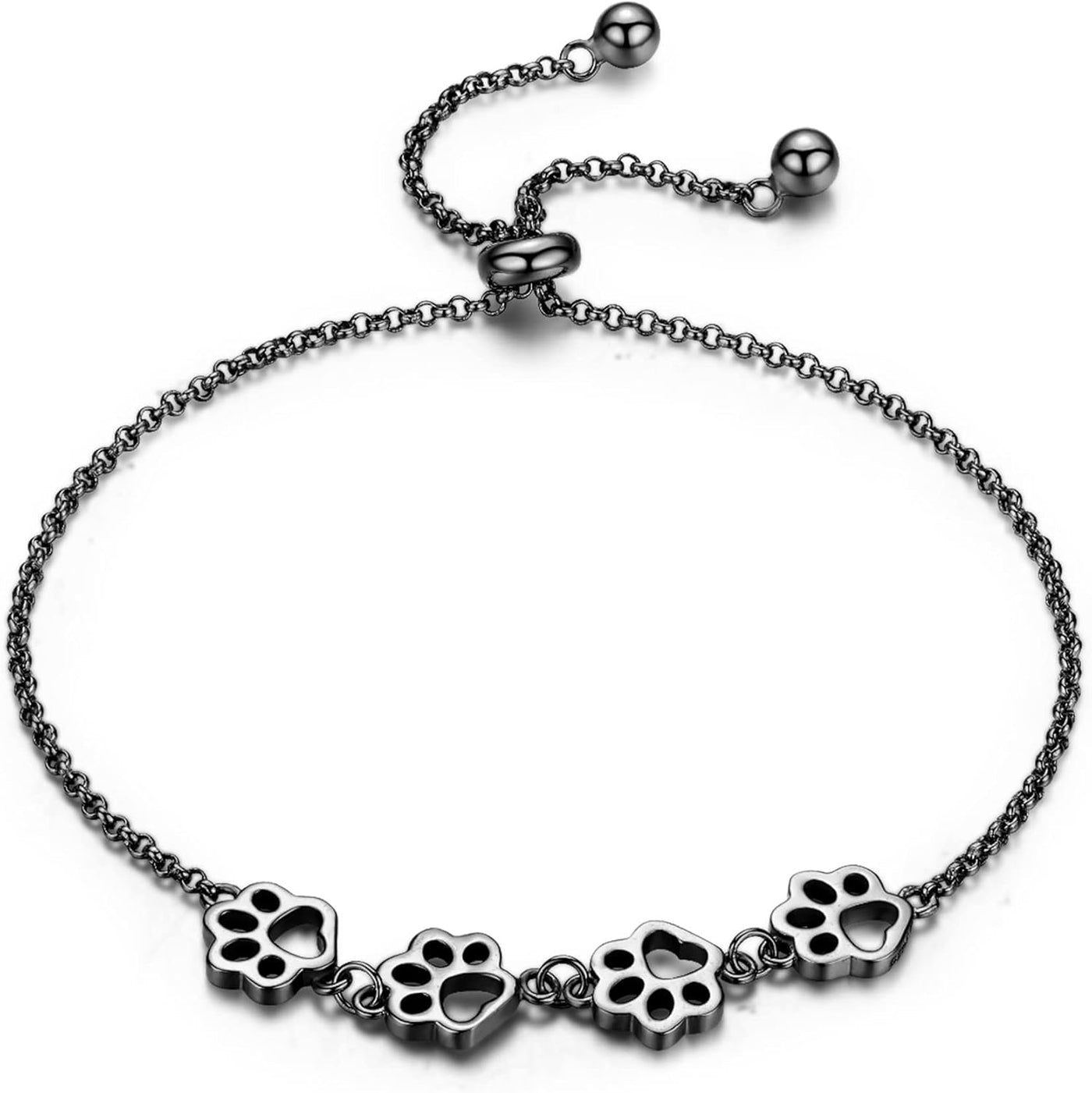 PawLuxe | Silver Serenity | Adjustable Paw Print Bracelet
