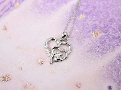 PawVerra | Endless Love | Sterling Silver Paw Print Heart Necklace