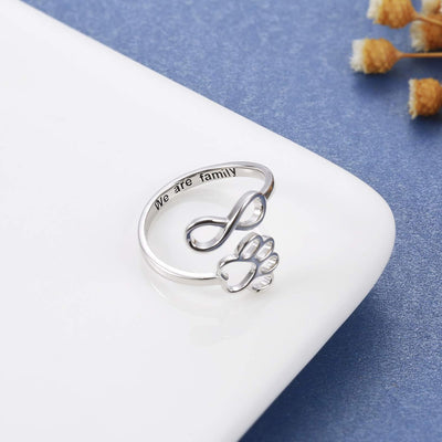 PawVita | Infinite Love | Sterling Silver Paw Print Heart Ring