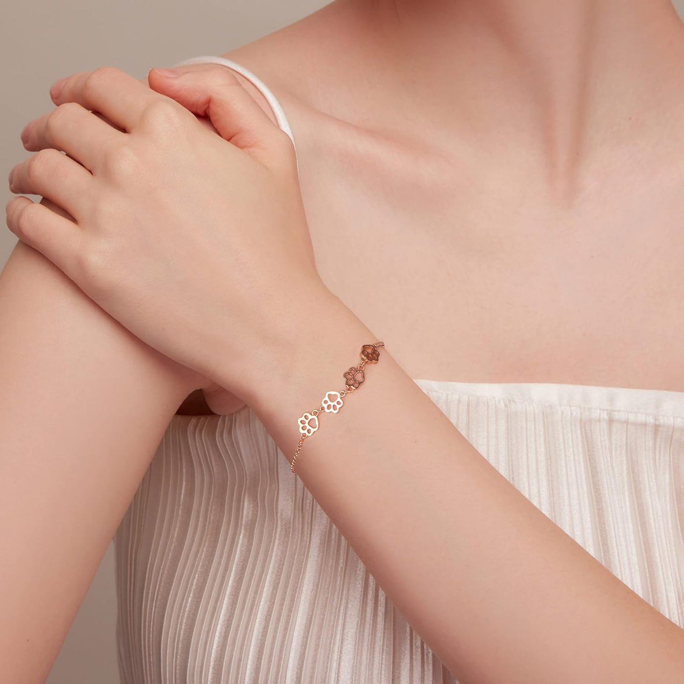 PawLuxe | Silver Serenity | Adjustable Paw Print Bracelet