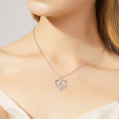 PawVerra | Endless Love | Sterling Silver Paw Print Heart Necklace