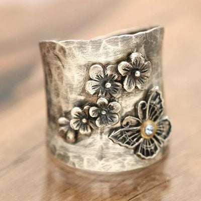 Bellara | Nature’s Harmony | Wide Band Silver Ring