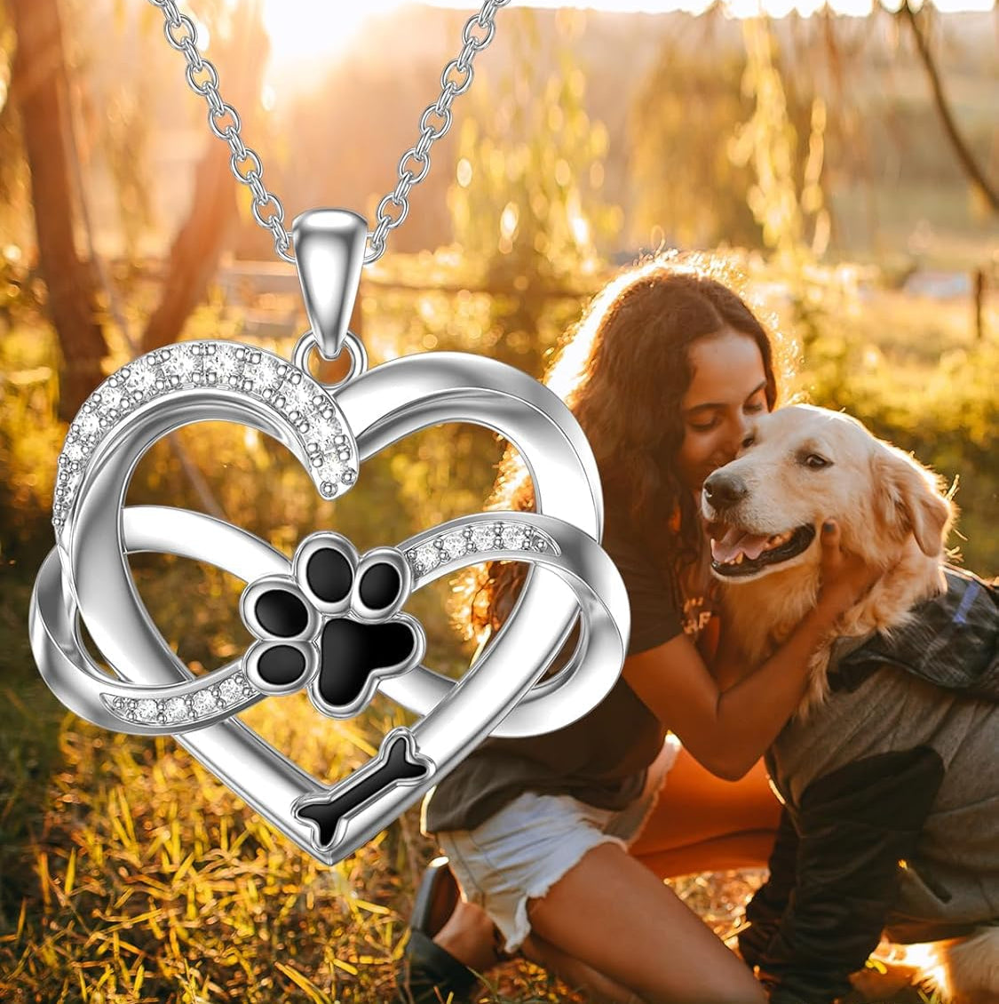 Elaria | Infinite Paw Embrace | Silver Necklace