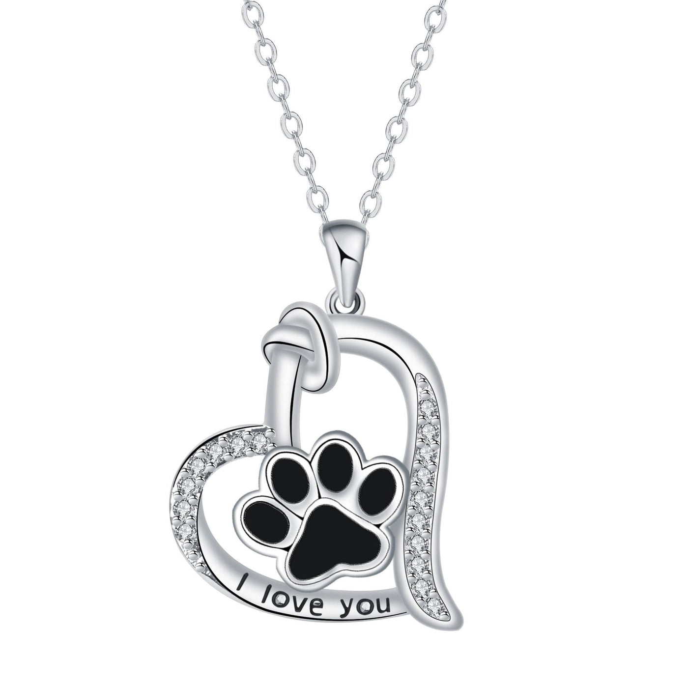HaloPaw | Heart Dog Paw with Zirconia Gemstone | Necklace