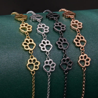 PawLuxe | Silver Serenity | Adjustable Paw Print Bracelet