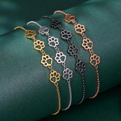 PawLuxe | Silver Serenity | Adjustable Paw Print Bracelet
