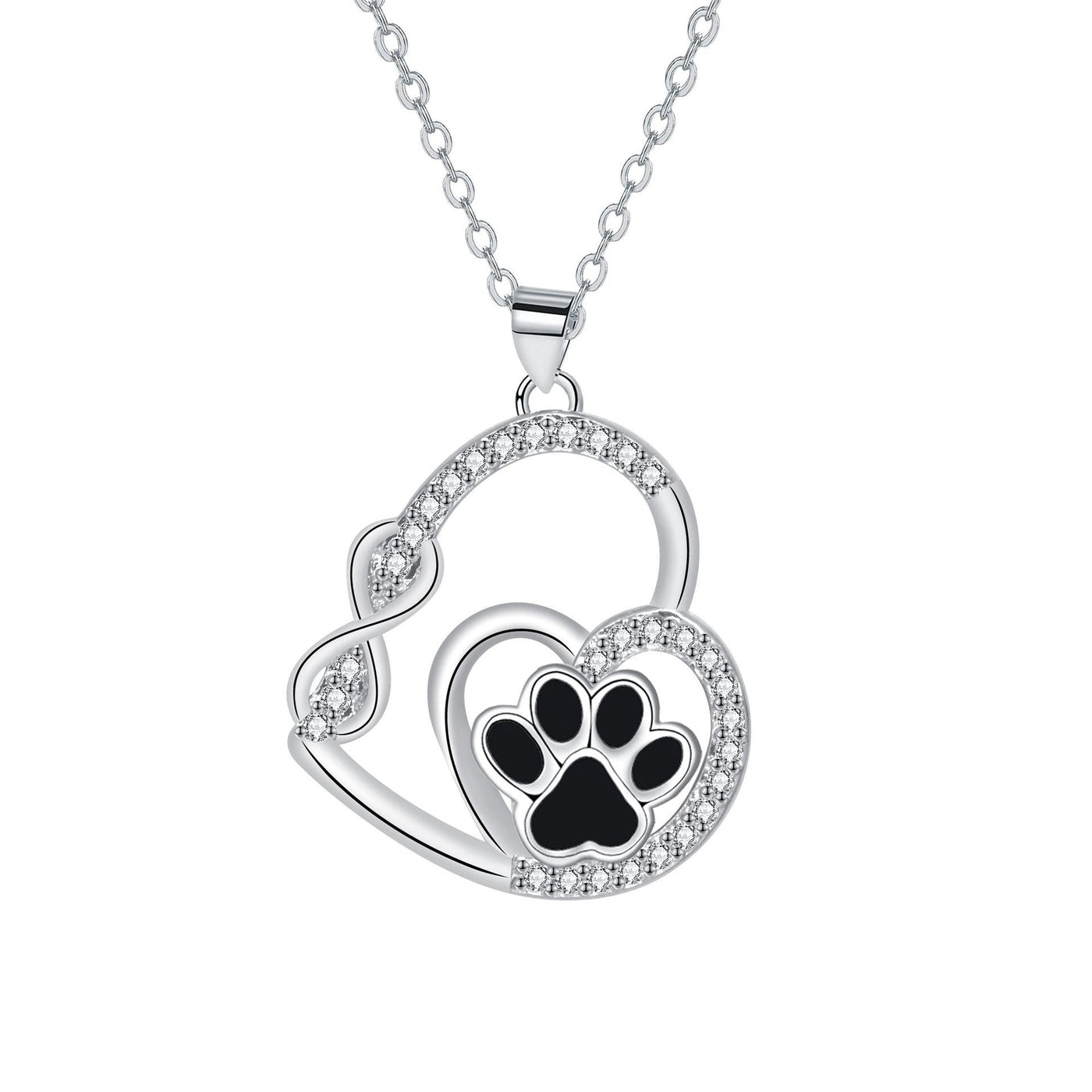 PawEssence | Eternal Bond | Infinite Double Love Paw Print Pendant Necklace