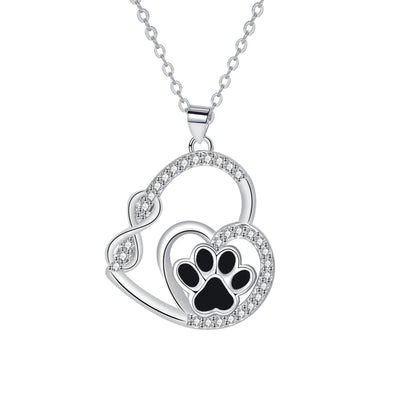 PawEssence | Eternal Bond | Infinite Double Love Paw Print Pendant Necklace