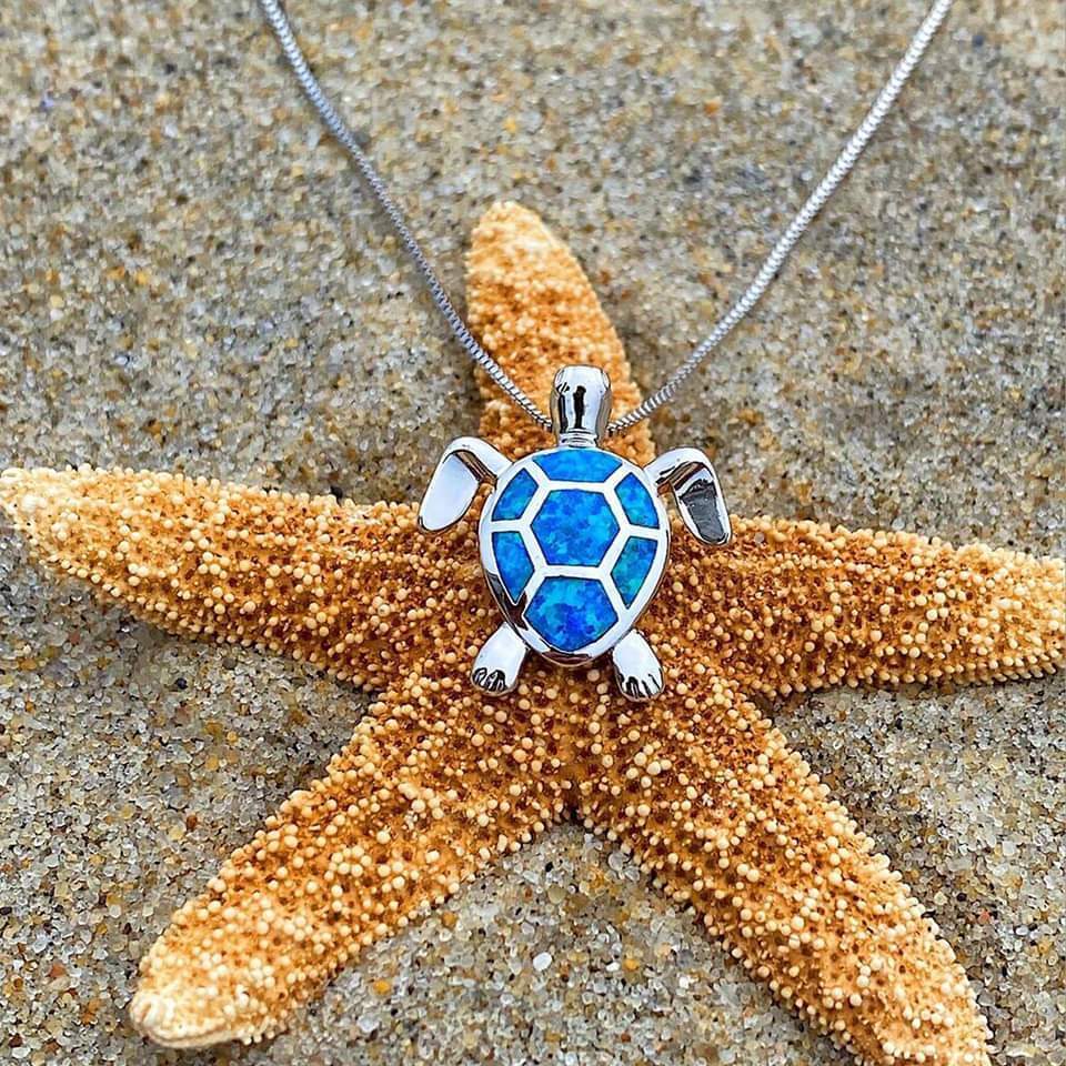 AquaTide | Ocean Serenity | Opal & Sterling Silver Sea Turtle Jewelry Set