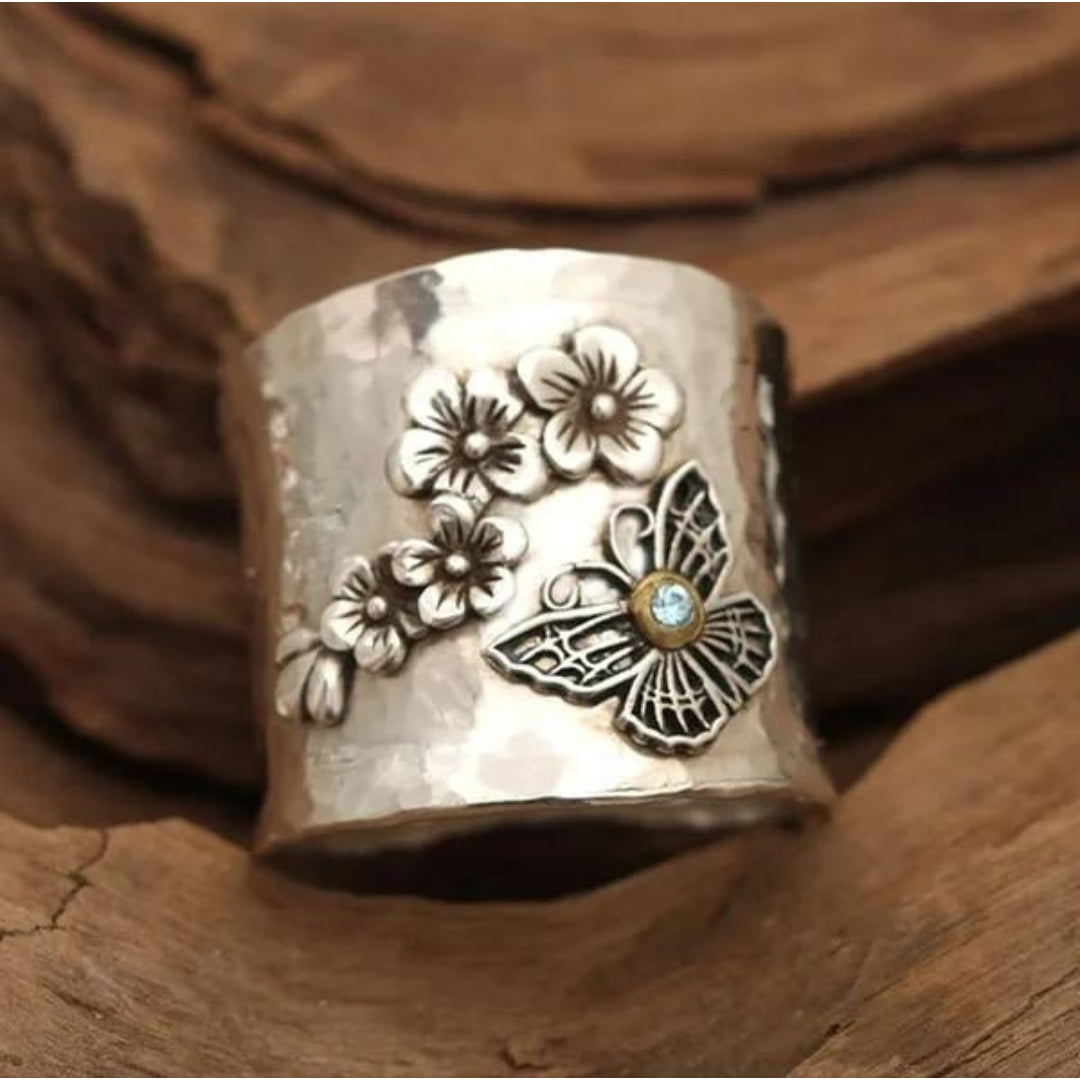 Bellara | Nature’s Harmony | Wide Band Silver Ring