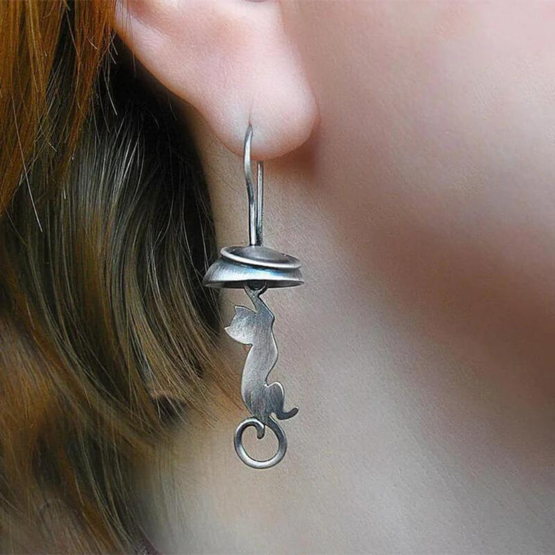 WhiskerCharm | Boho Grace | Sterling Silver Cat Pendant Earrings