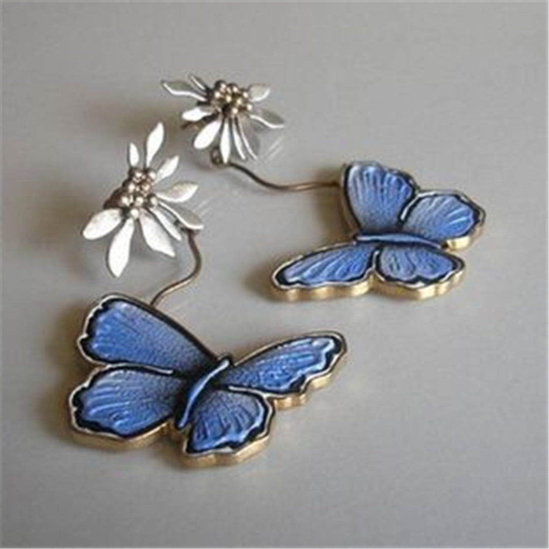 FloraGleam | Azure Wings | Vintage Blue Butterfly Earrings