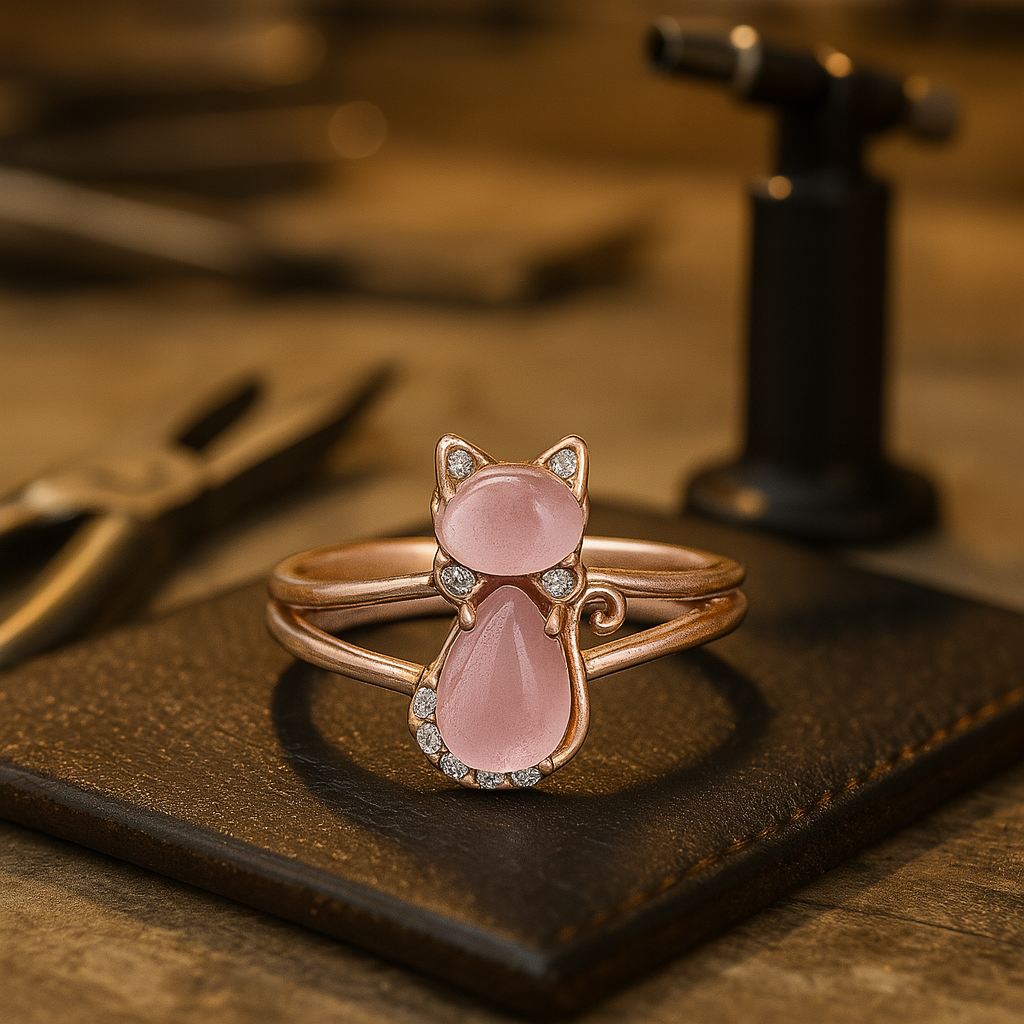 Midnight Prowl | Rose-Gold Feline Ring | Chic & Subtle