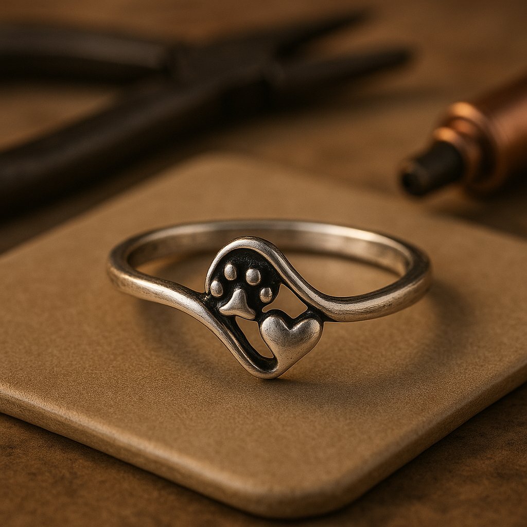 Heart & Paw Embrace | 925 Sterling Silver Ring | Cherish the Bond