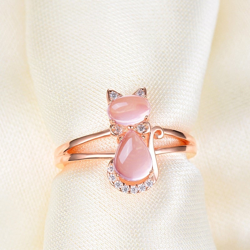 Midnight Prowl | Rose-Gold Feline Ring | Chic & Subtle