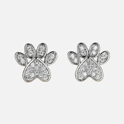 Precious Paw & Heart | White Gold Zirconia | Stud Earrings