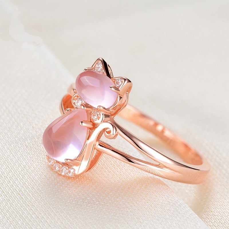 Midnight Prowl | Rose-Gold Feline Ring | Chic & Subtle